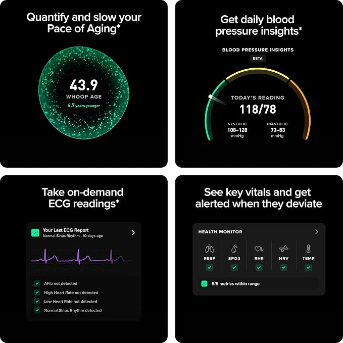 WHOOP 5.0/MG Activity Tracker - 12 Month Membership - Health and Fitness Wearable – 24/7 Activity and Sleep Tracker, Personalized Coaching, Menstrual Cycle Insights – 14+ Days Battery Life