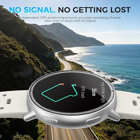 EGQINR GPS Smart Watch for Men Women, 1.32" AMOLED, 5ATM Fitness Tracker Smartwatch Built-in GPS, Bluetooth Call, 110+ Sports Modes, 24/7 Heart Rate/SpO2/Sleep Monitor, Barometer, for Android & iOS